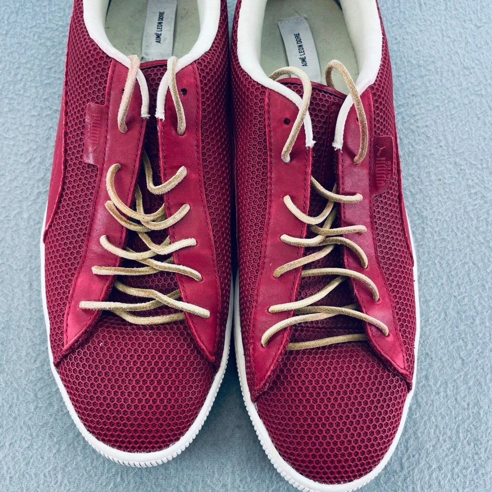 Puma x Aime Leon Dore Men Sneakers Burgundy Mesh Leather Size 13 ALD States